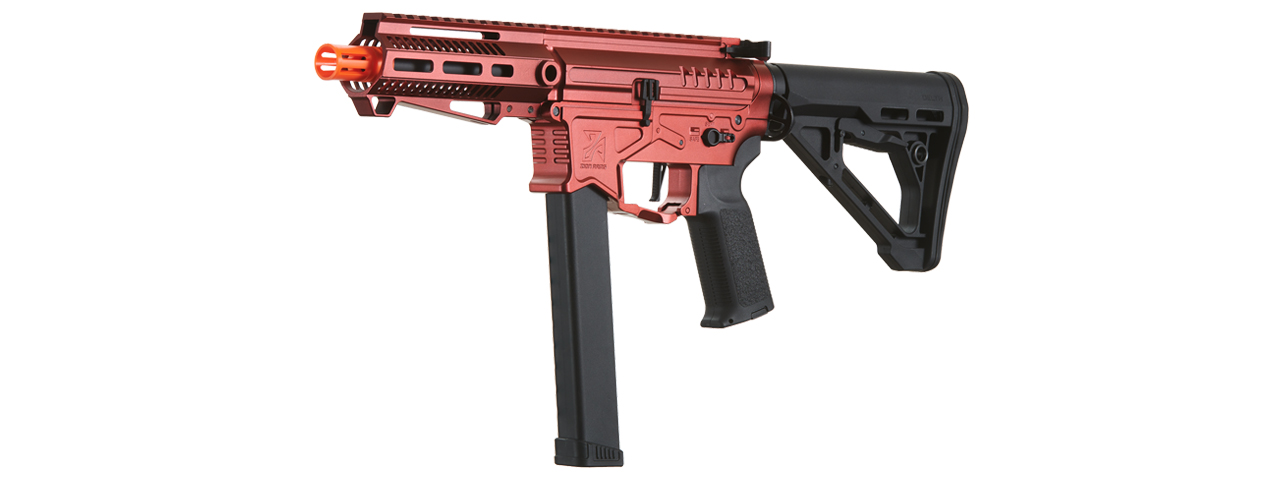Zion Arms R&D Precision Licensed PW9 Mod 1 Airsoft Rifle with Delta Stock (Cerakote Color: Vulken Red) - Click Image to Close