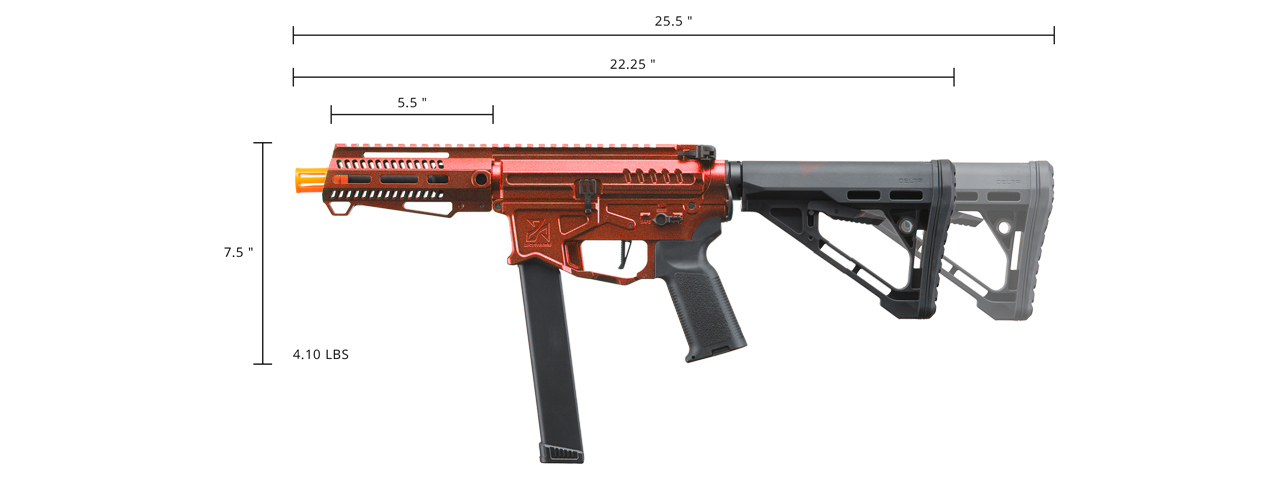 Zion Arms R&D Precision Licensed PW9 Mod 1 Airsoft Rifle with Delta Stock (Cerakote Color: Vulken Red) - Click Image to Close