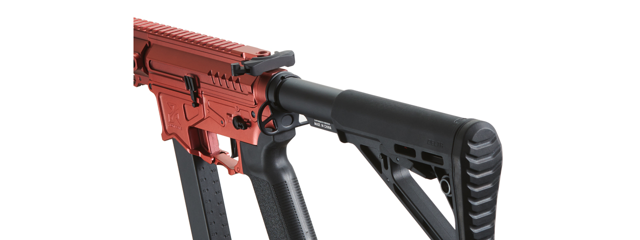 Zion Arms R&D Precision Licensed PW9 Mod 1 Airsoft Rifle with Delta Stock (Cerakote Color: Vulken Red) - Click Image to Close