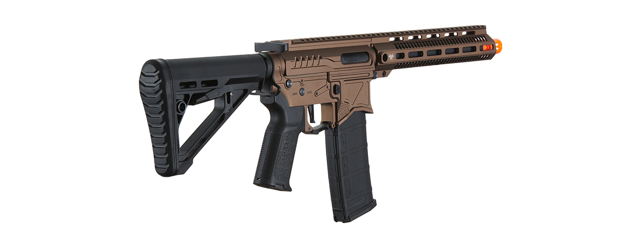 Zion Arms R15 Mod 1 Long Rail Airsoft Rifle with Delta Stock (Color: Bronze) - Click Image to Close