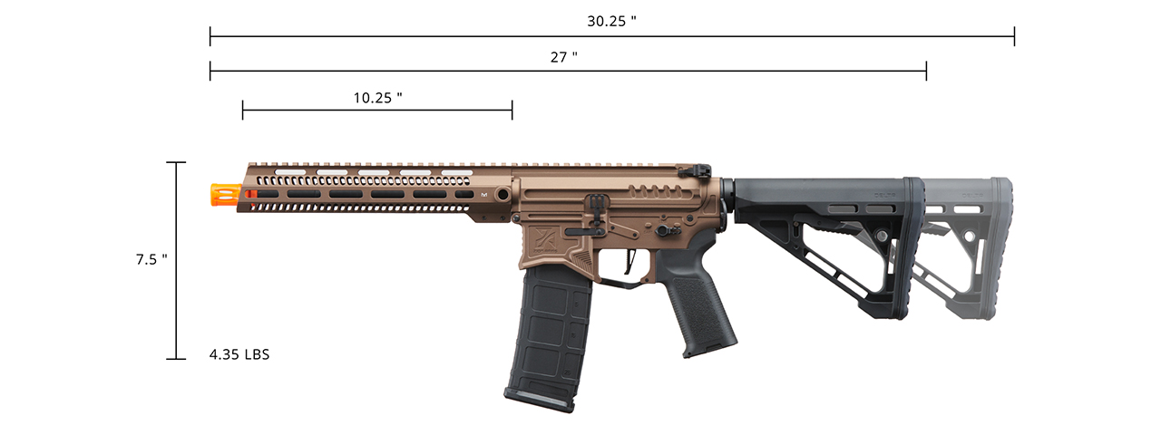 Zion Arms R15 Mod 1 Long Rail Airsoft Rifle with Delta Stock (Color: Bronze) - Click Image to Close