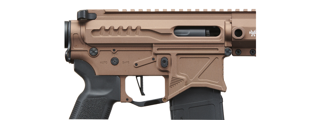 Zion Arms R15 Mod 1 Long Rail Airsoft Rifle with Delta Stock (Color: Bronze) - Click Image to Close