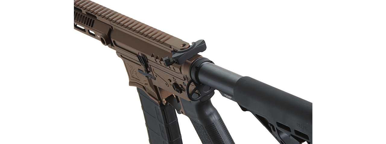 Zion Arms R15 Mod 1 Long Rail Airsoft Rifle with Delta Stock (Color: Bronze) - Click Image to Close