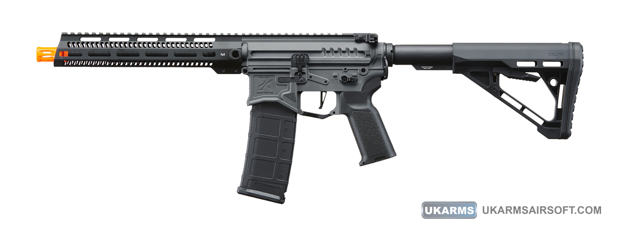 Zion Arms R15 Mod 1 Long Rail Airsoft Rifle with Delta Stock (Color: Grey) - Click Image to Close