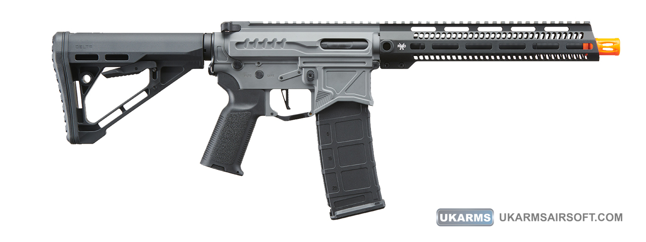 Zion Arms R15 Mod 1 Long Rail Airsoft Rifle with Delta Stock (Color: Grey) - Click Image to Close