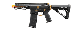 Zion Arms R15 Mod 1 Short Barrel Airsoft Rifle with Delta Stock (Color: Black & Gold)