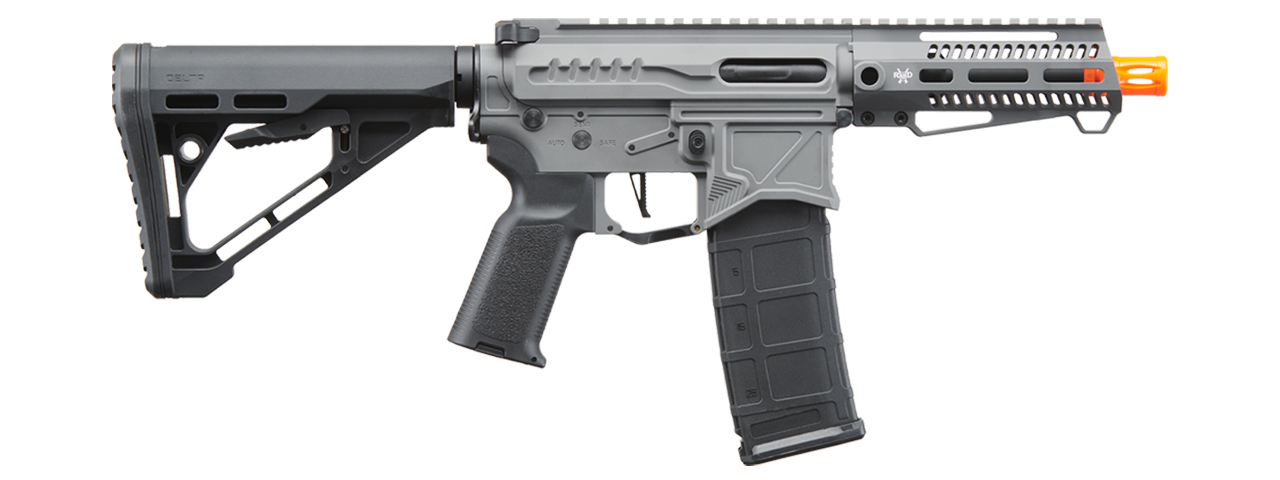 Zion Arms R15 Mod 1 Short Barrel Airsoft Rifle with Delta Stock (Color: Grey) - Click Image to Close