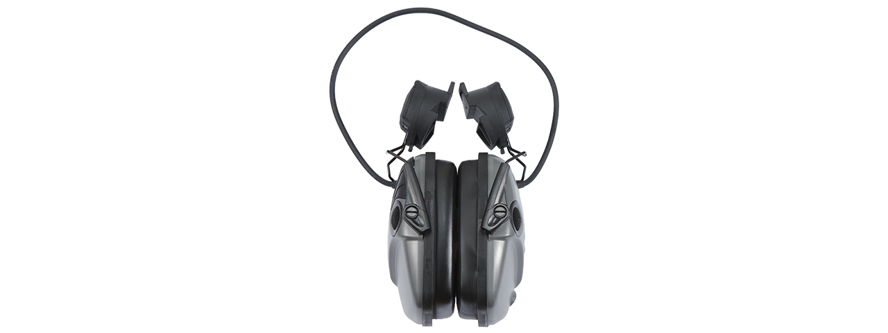 Atlas Custom Works Impact Sport Tactical Earmuff w/ Helmet Adapter - (Gray) - Click Image to Close