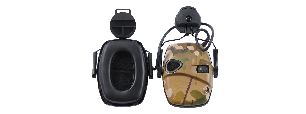 Atlas Custom Works Impact Sport Tactical Earmuff w/ Helmet Adapter - (Camo) - Click Image to Close