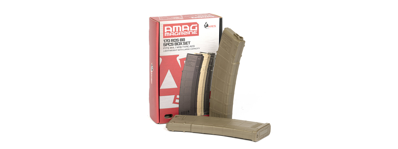 Ares M4 AMAG 170rd 5 AEG Magazine Box Set - (Dark Earth)