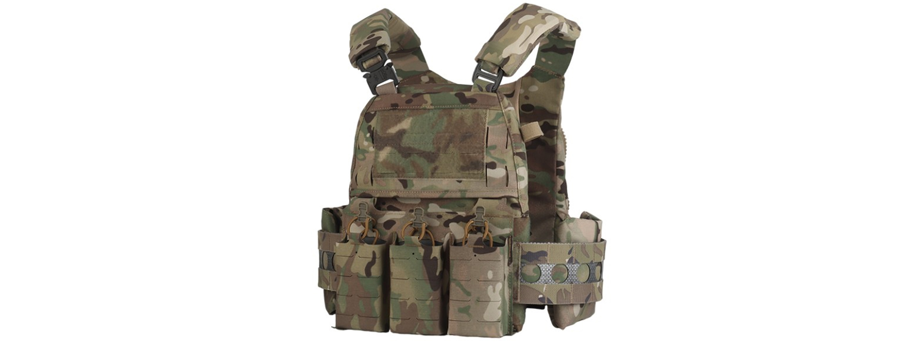 Plate Carrier Tactical Vest w/ Mag Pouches - (Camo)