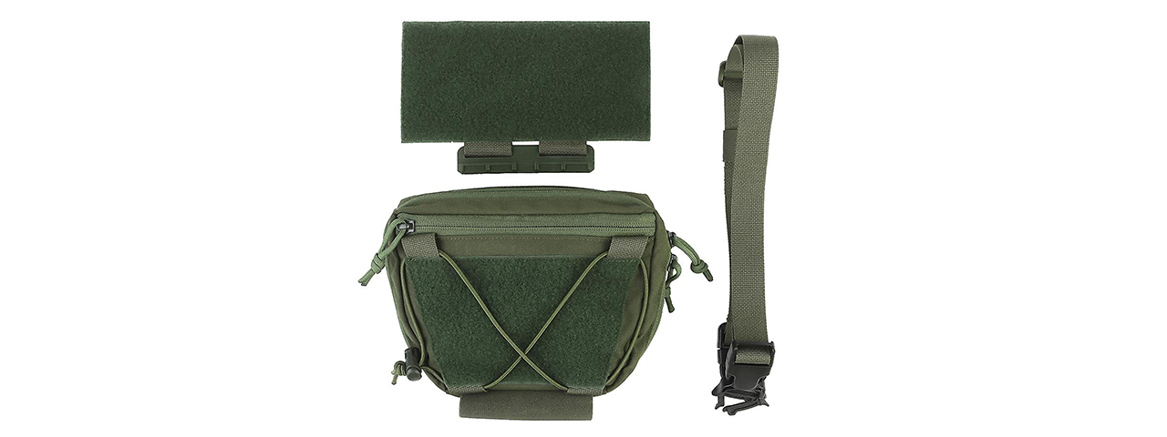 Tactical Vest Drop Pouch Equipment With Shoulder Strap Quick Release Rail - (OD Green)