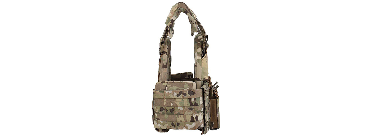 Tactical Chest Plate Carrier with Triple MOLLE Magazine Hunting Vest Front and Airsoft Gear Back Bag - (Camo)