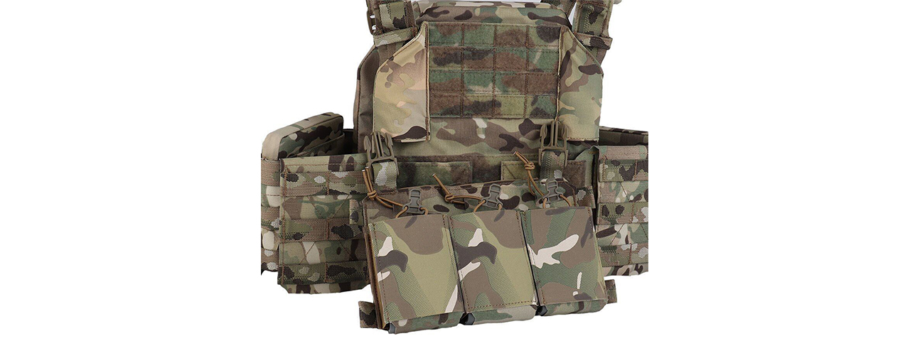 Tactical Chest Plate Carrier with Triple MOLLE Magazine Hunting Vest Front and Airsoft Gear Back Bag - (Camo)
