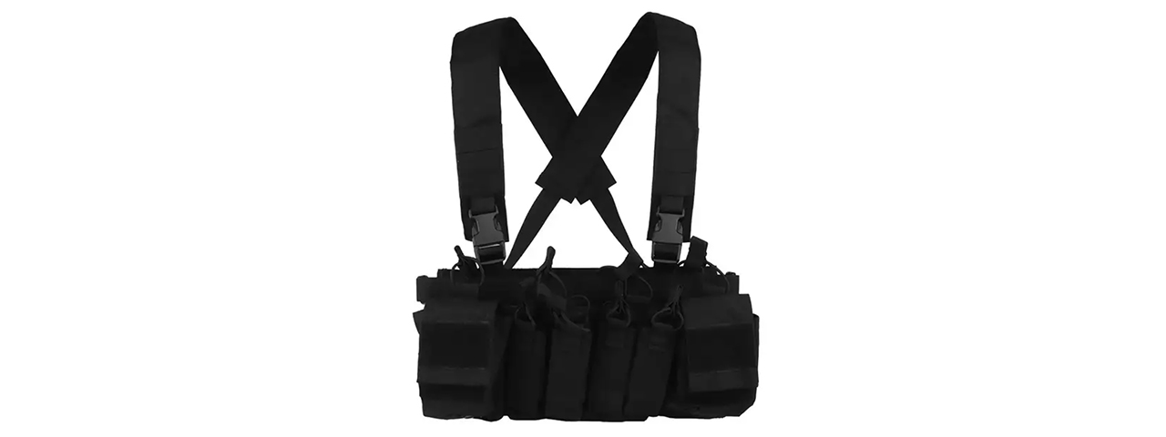 Multifunctional Tactical Chest with Modular Mag Pouches - (Black)