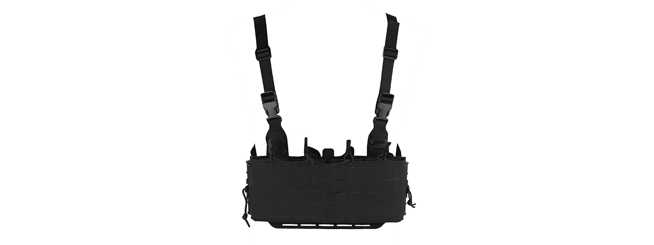 Tactical Molle Chest Rig Vest w/ 5.56 Magazine Front Panel - (Black)