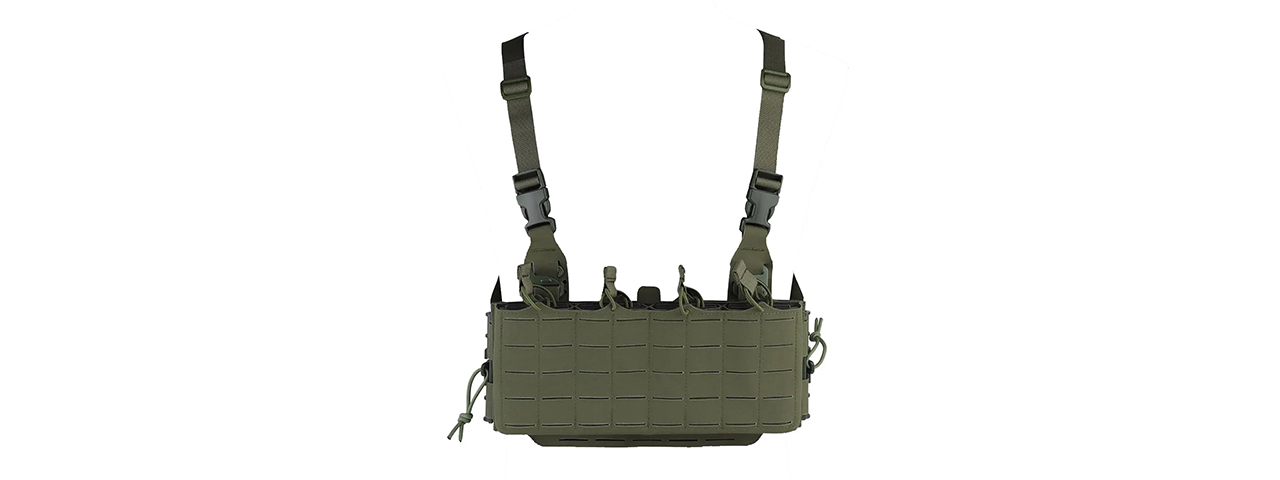 Tactical Molle Chest Rig Vest w/ 5.56 Magazine Front Panel - (OD Green)