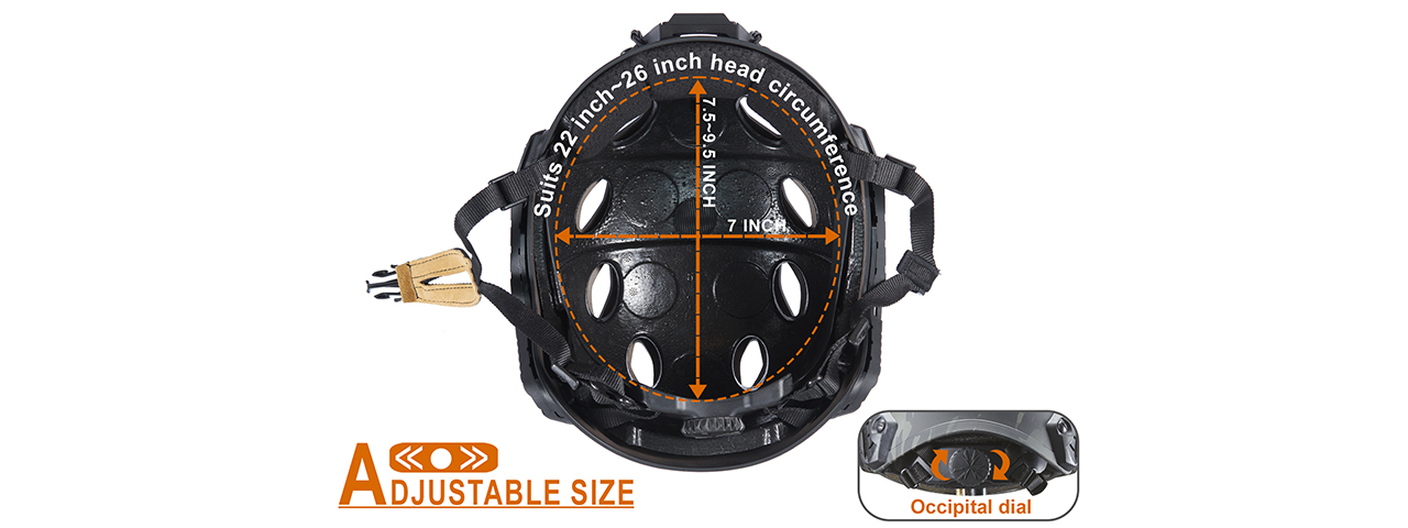 FMA Fast SF Tactical Helmet w/ Half Mask Attachment - (Black/L) - Click Image to Close