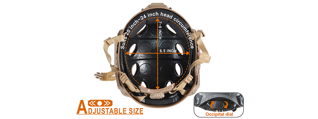 FMA Fast SF Tactical Helmet w/ Half Mask Attachment - (Tan/M)