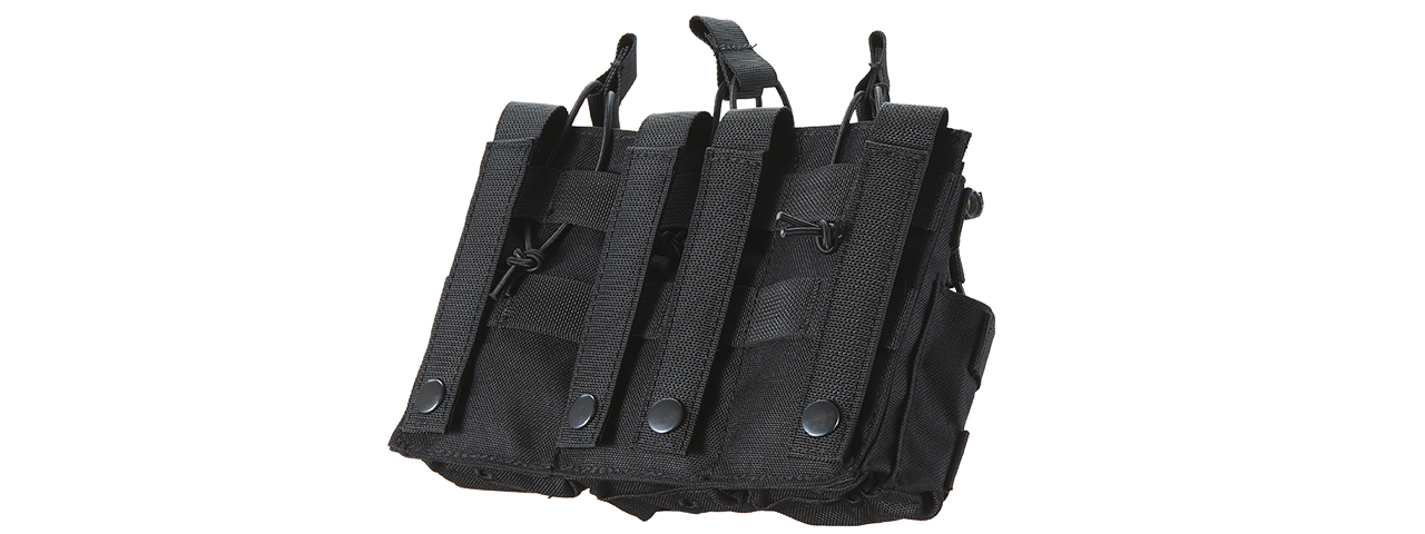 AR/AK 6 Pouch Magazine Holder Open-Top Triple Tactical Stacker Mag Pouch - (Black) - Click Image to Close