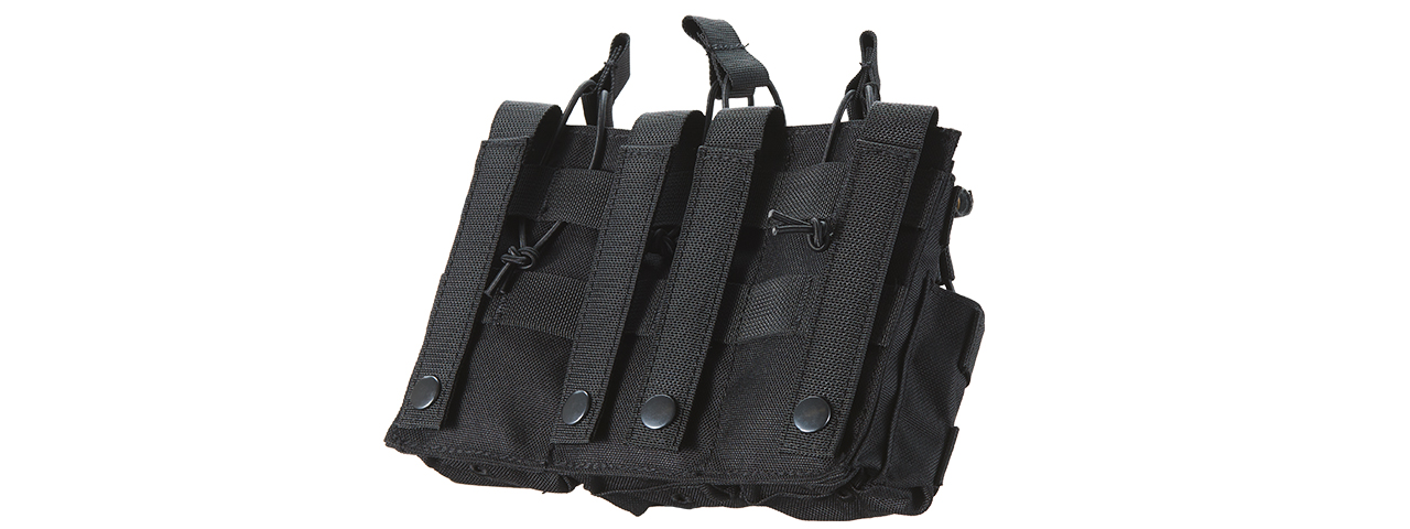 AR/AK 6 Pouch Magazine Holder Open-Top Triple Tactical Stacker Mag Pouch - (Black)