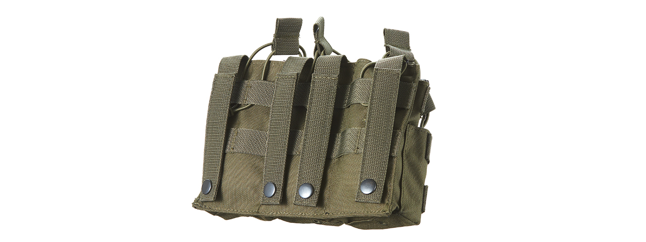 AR/AK 6 Pouch Magazine Holder Open-Top Triple Tactical Stacker Mag Pouch - (OD Green)