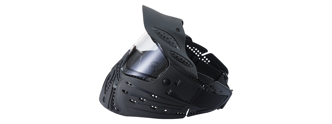 Lancer Tactical Ventilated Airsoft Mask Full Face w/ Visor - (Black) - Click Image to Close