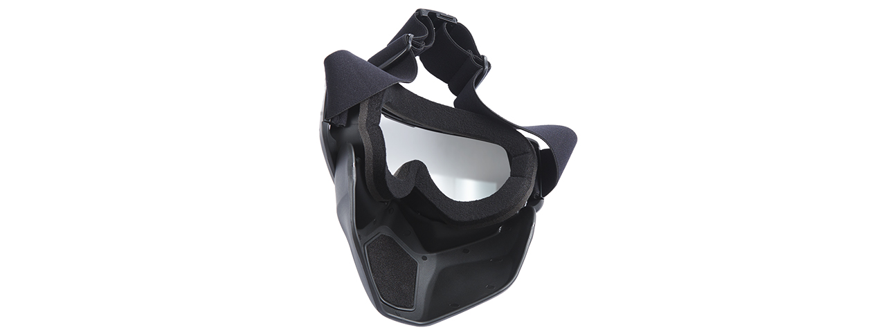 Face Mask w/ Clear Lens Eye Protection - (Black) - Click Image to Close