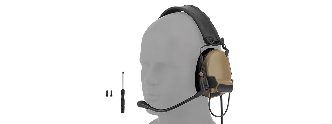 Airsoft C5 Tactical Communication Headset - (Tan)