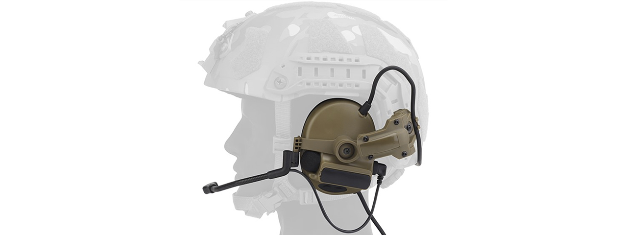 Airsoft C5 Tactical Communication Headset For Helmets - (Tan)