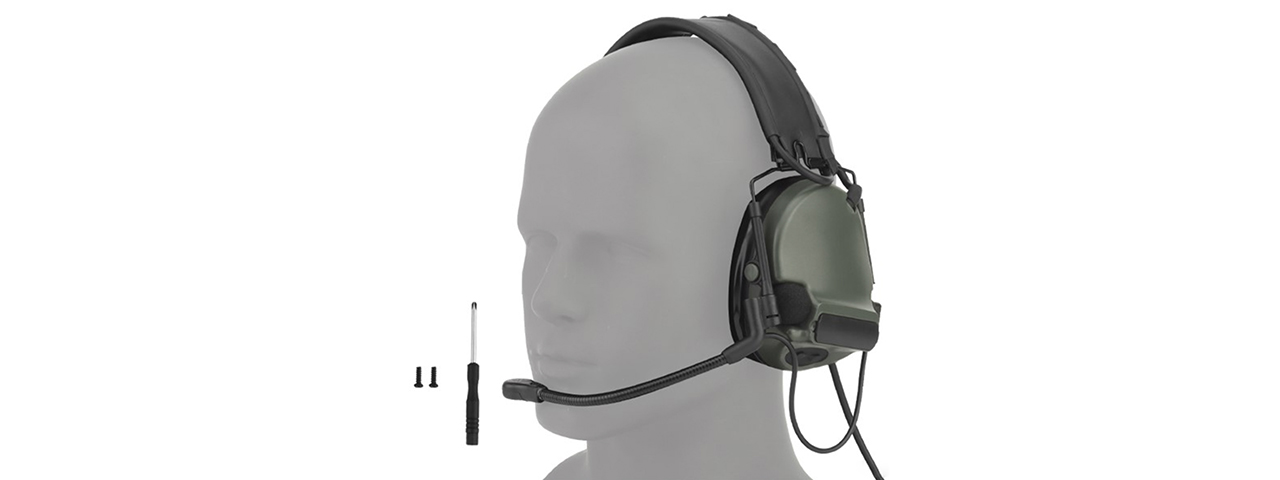 Airsoft C5 Tactical Communication Headset w/ Noise Reduction - (OD Green)