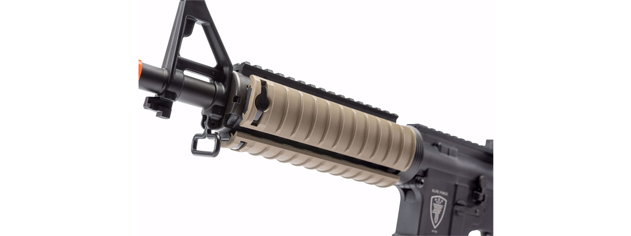 Elite Force CQBX M4 Airsoft AEG Rifle w/ Built-In Eye Trace Tracer Unit - (Tan) - Click Image to Close