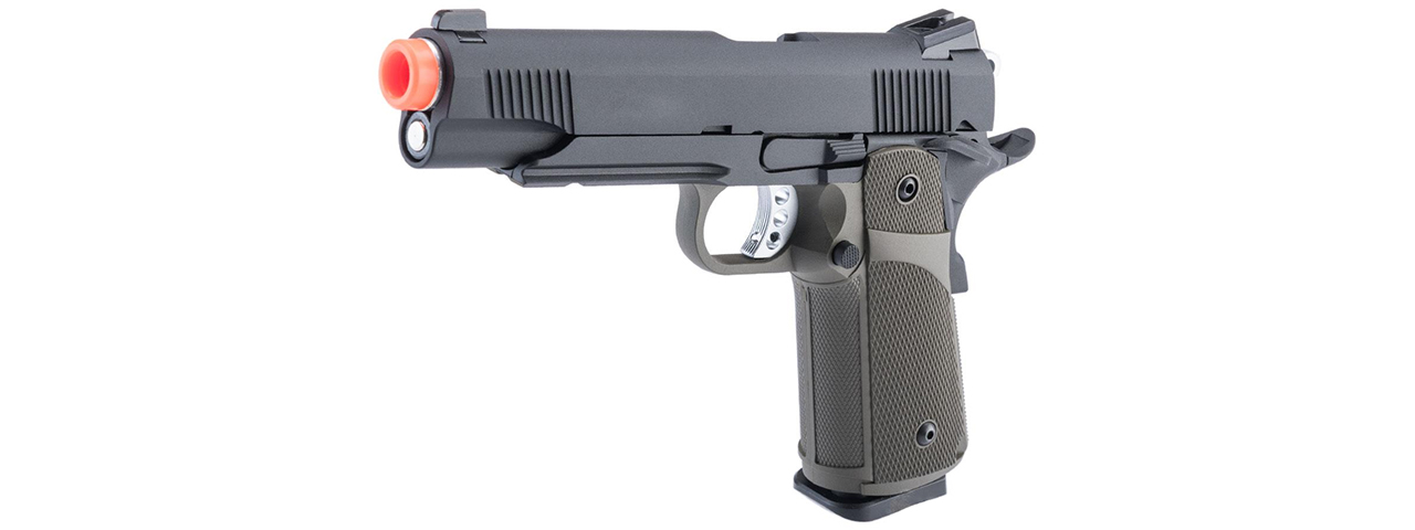 KJW Full Metal Custom 1911 Tactical HI-CAPA Gas/CO2 Blowback - (OD Green) - Click Image to Close