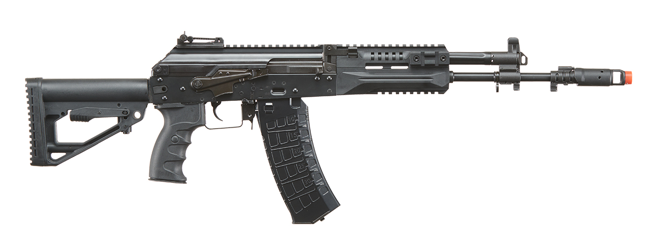 LCT AK LCK-12 Stamped Steel Airsoft AEG w/ Side-Folding Stock Tube & GATE ASTER V2 SE Expert - (Black)