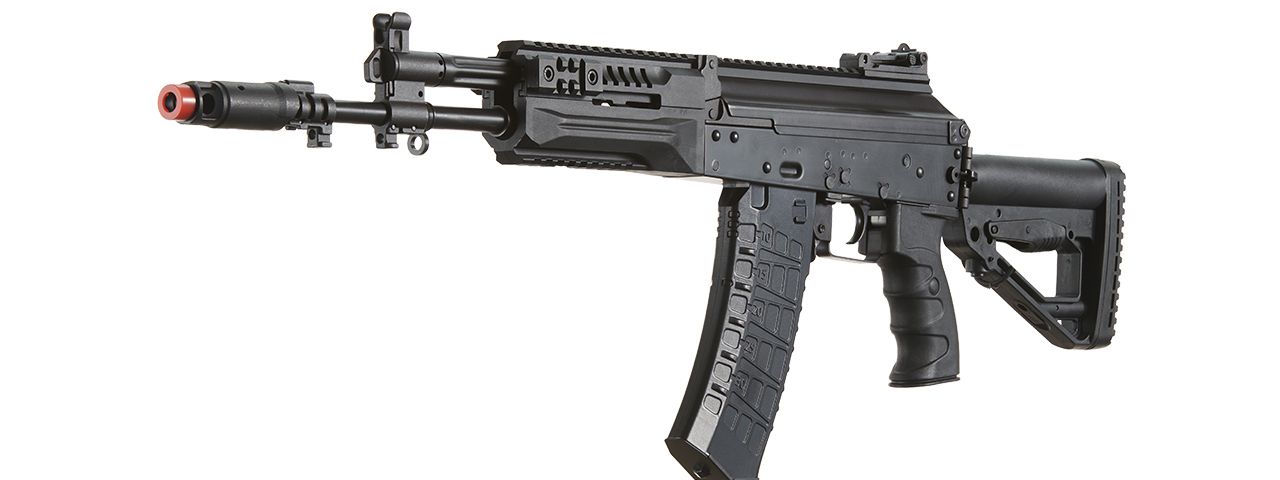 LCT AK LCK-12 Stamped Steel Airsoft AEG w/ Side-Folding Stock Tube & GATE ASTER V2 SE Expert - (Black) - Click Image to Close