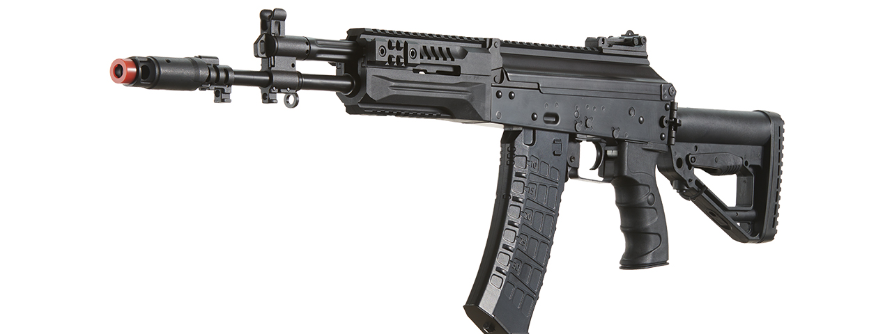 LCT AK LCK-12 Stamped Steel Airsoft AEG w/ Side-Folding Stock Tube & GATE ASTER V2 SE Expert - (Black)