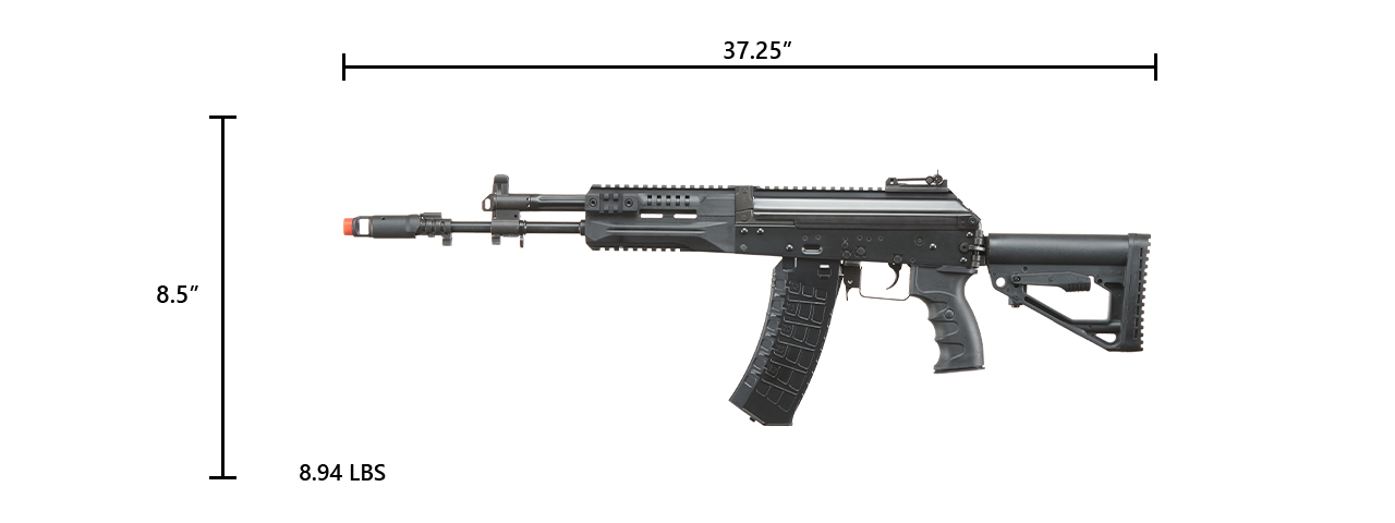LCT AK LCK-12 Stamped Steel Airsoft AEG w/ Side-Folding Stock Tube & GATE ASTER V2 SE Expert - (Black)