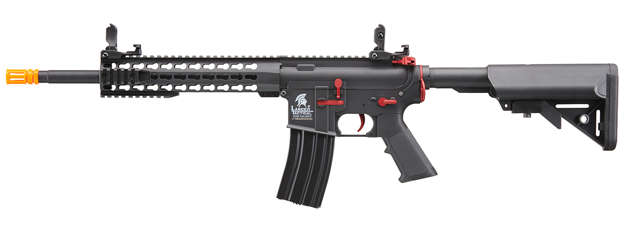 Lancer Tactical Gen 2 10" Keymod M4 Carbine Airsoft AEG Rifle with Red Accents - (Black)