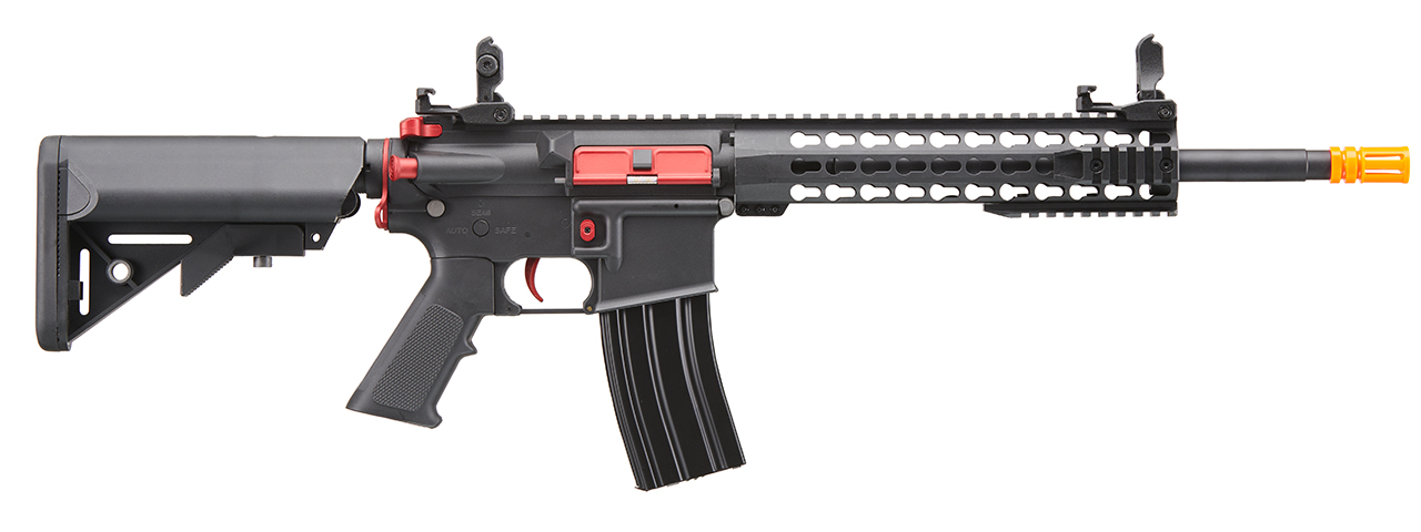 Lancer Tactical Gen 2 10" Keymod M4 Carbine Airsoft AEG Rifle with Red Accents - (Black)