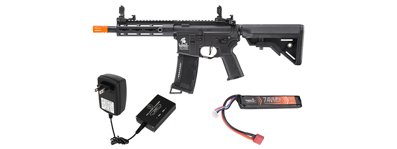 Lancer Tactical Gen 3 Hellion M-LOK 7" Airsoft M4 AEG w/ Battery/Charger Bundle - (Black)
