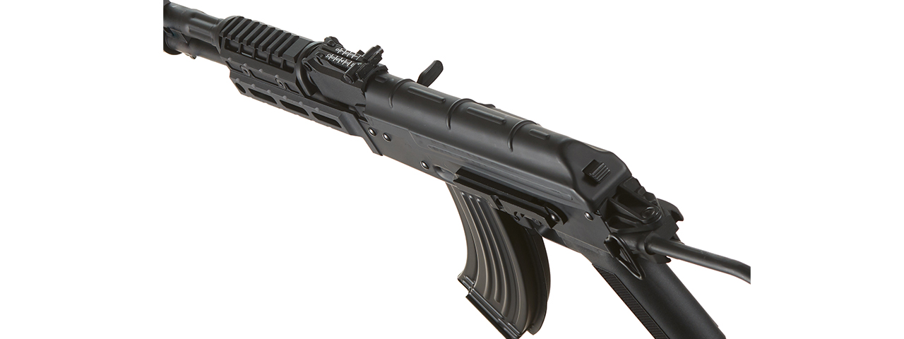 Lancer Tactical AK-Series AK-74M AEG Airsoft Rifle Non ETU w/ M-LOK Handguard & SG-11B Mag - (Black) - Click Image to Close