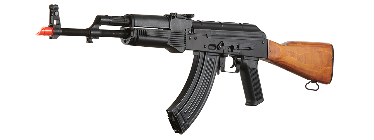 Lancer Tactical AK-Series AK-74M AEG Airsoft Rifle Non ETU w/ Wood Stock & SG-11B Mag - (Black) - Click Image to Close