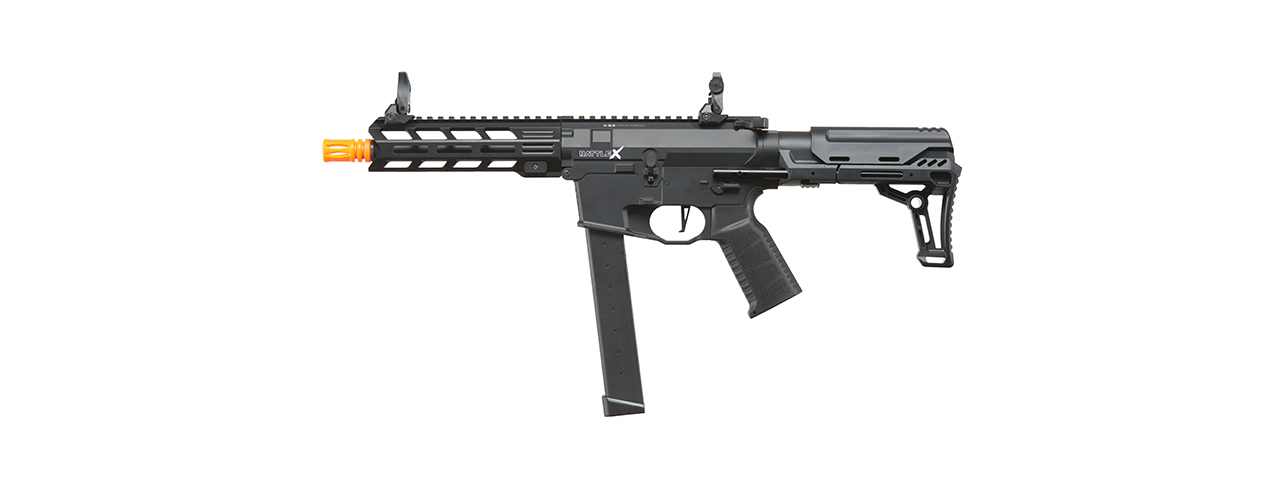 Lancer Tactical Battle X Airsoft AEG Machine Pistol - (Black) - Click Image to Close