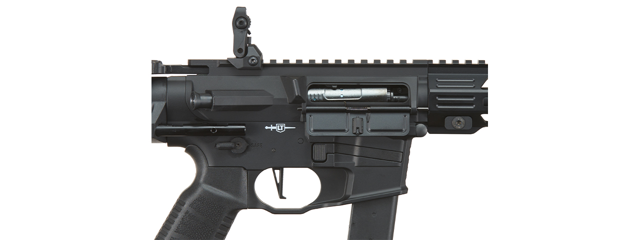 Lancer Tactical Battle X Airsoft AEG Machine Pistol - (Black) - Click Image to Close