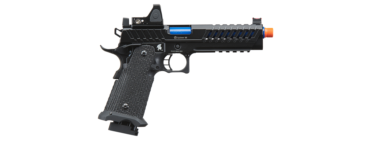 Lancer Tactical Knightshade Hi-Capa Gas Blowback Airsoft Pistol w/ Reflex Red Dot Sight - (Blue) - Click Image to Close