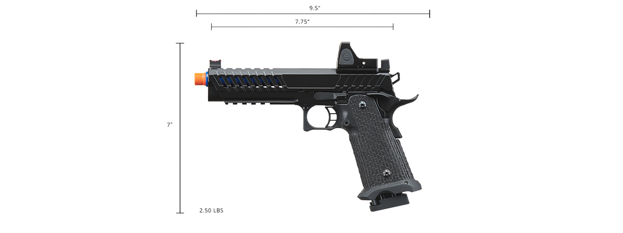 Lancer Tactical Knightshade Hi-Capa Gas Blowback Airsoft Pistol w/ Reflex Red Dot Sight - (Blue)