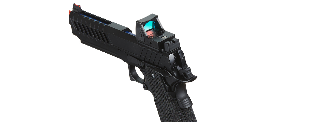 Lancer Tactical Knightshade Hi-Capa Gas Blowback Airsoft Pistol w/ Reflex Red Dot Sight - (Blue) - Click Image to Close