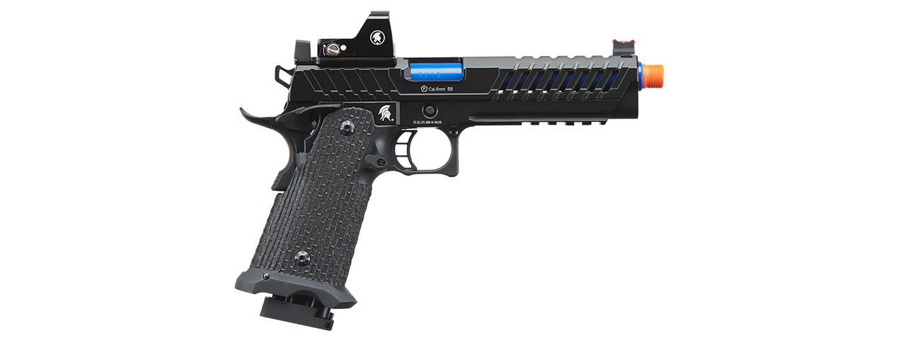 Lancer Tactical Knightshade Hi-Capa Gas Blowback Airsoft Pistol w/ Micro Red Dot Sight - (Blue) - Click Image to Close