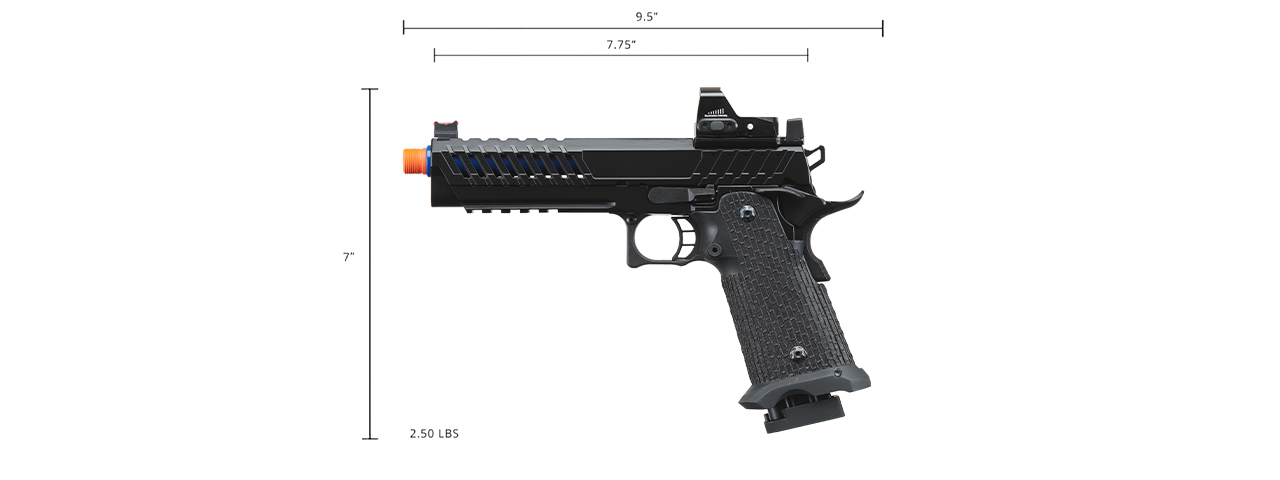 Lancer Tactical Knightshade Hi-Capa Gas Blowback Airsoft Pistol w/ Micro Red Dot Sight - (Blue)