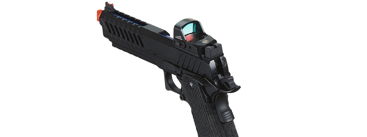 Lancer Tactical Knightshade Hi-Capa Gas Blowback Airsoft Pistol w/ Micro Red Dot Sight - (Blue) - Click Image to Close